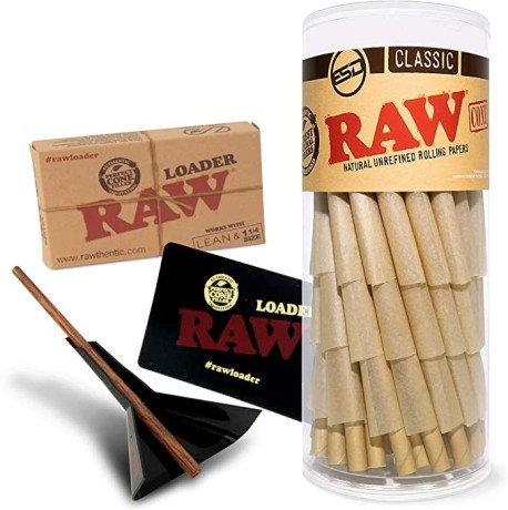 raw-classic-1-14-pre-rolled-cones-bundle-50-pack-and-cone-loader-big-0