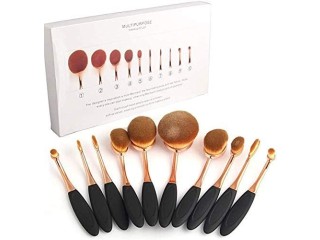 10pcs Beauty Oval Makeup Face Blender Brushes Set