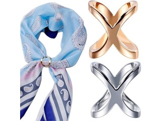 2PCS(Gold+Silver) X Shaped Women Lady Girls Fashion Scarf Ring