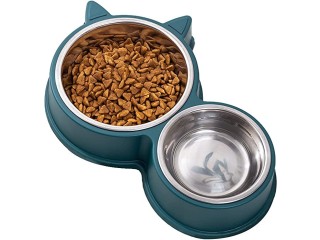 Double Dog Cat Bowls Durable Stainless Steel Pet Bowl