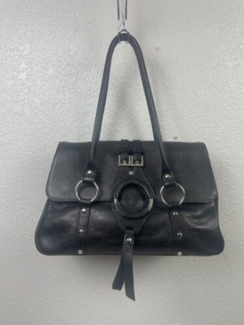 vintage-frye-black-leather-purse-bag-tote-hobo-ring-closure-shoulder-straps-big-0