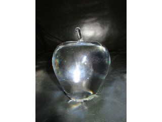 Steuben clear crystal art glass apple sculpture figurine / paperweight /decor