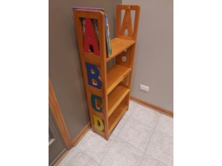 ABCD Four Shelf Wooden Vintage Bookshelf Colorful Kids Room