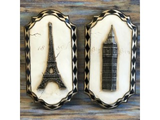 Eiffel Tower & Big Ben Resin 3D Decorative Wall Art plaques Set of 2