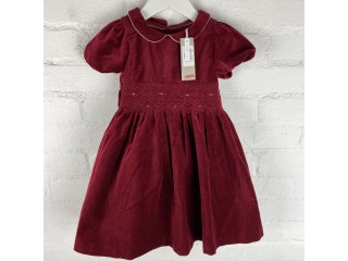 John Lewis Heirloom Collection Red Velvet Smock Party Dress Age 2 RRP 38