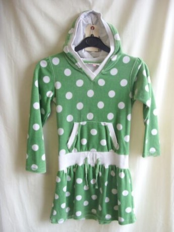 girls-dress-john-lewis-age-8-128cm62cm-chest-greenwhite-spot-fleecey-7937-big-0