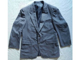 Solid Gray Vintage Suit Coat Blazer Jacket - 40 Short Polyester Metal Buttons