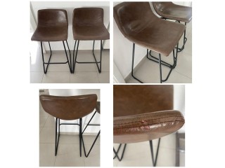 Faux leather brown bar stools