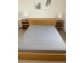 ikea-oak-double-bed-with-bedside-shelving-unit-mattress-small-1