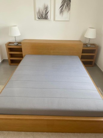 ikea-oak-double-bed-with-bedside-shelving-unit-mattress-big-1