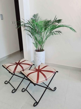 vintage-antique-leather-saddle-hand-forged-wrought-iron-folding-stool-big-1