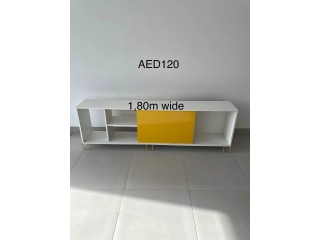 TV Stand White with Yellow