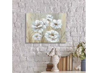 ARTISTIC PATH White Floral Painting Wall Art: