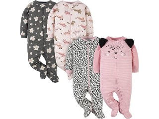 Gerber Baby Girls' 4 Pack Sleep N' Play Footie