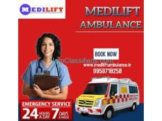 Medilift Ambulance Service in SK Puri, Patna with The Best-in-line Medical Equipment