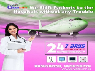 Avail of medical Support Medilift Air Ambulance in Guwahati with ICU Setup